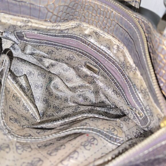 RARE- Vintage Y2K Guess Large Tapestry Cloth Alligator Print Handbag - Picture 12 of 12